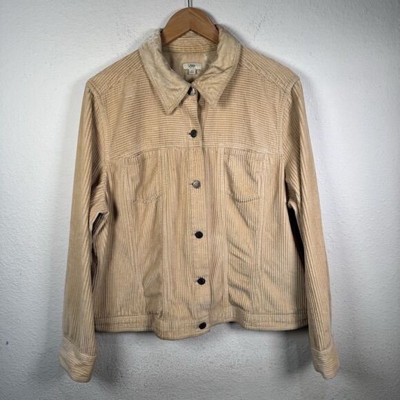 J. Jill Jackets & Blazers - J. Jill Button Corduroy Jacket SizeXL Wheat Yellow Beige Velvet Collar And Cuffs